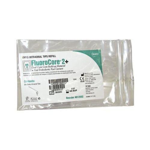 Dentsply Caulk 612502 FluoroCore 2+ Core Buildup Endo Intraoral Dental Tips 30/Pk Dentsply Caulk 612502 FluoroCore 2+ Core Buildup Endo Intraoral Dental Tips 30/Pk